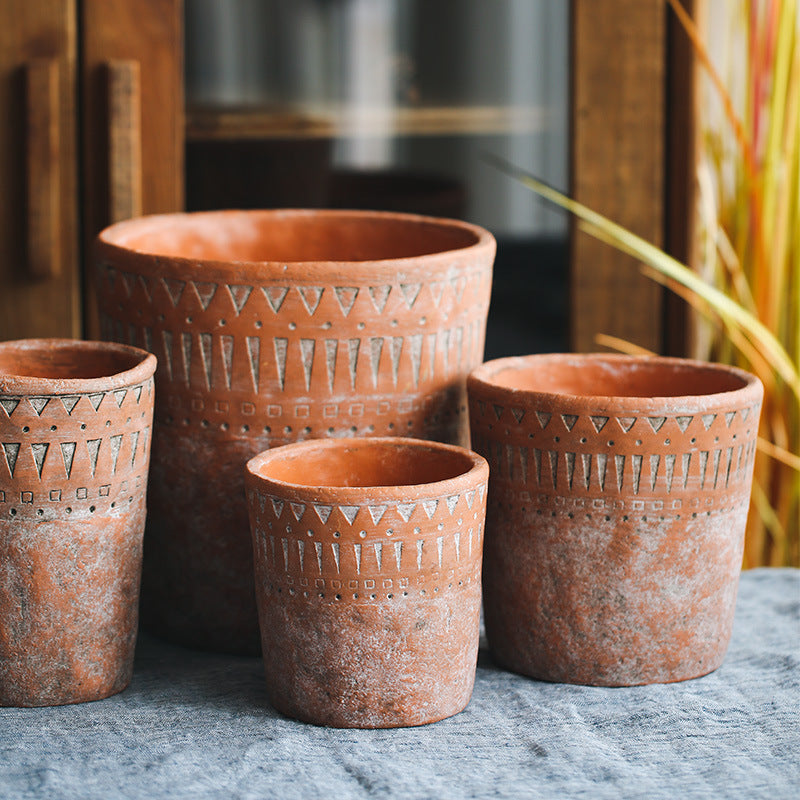 African earthenware cultivation in vintage terracotta pots - The Styky Shack