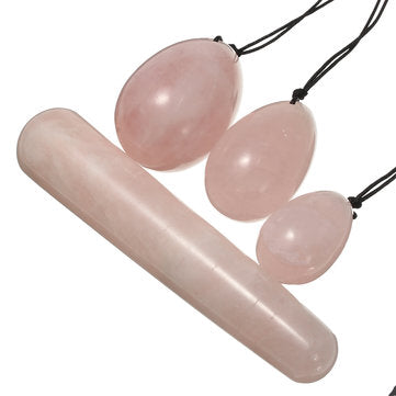 3Pcs Natural Rose Quartz Yoni Egg Kegel Exercise Massager