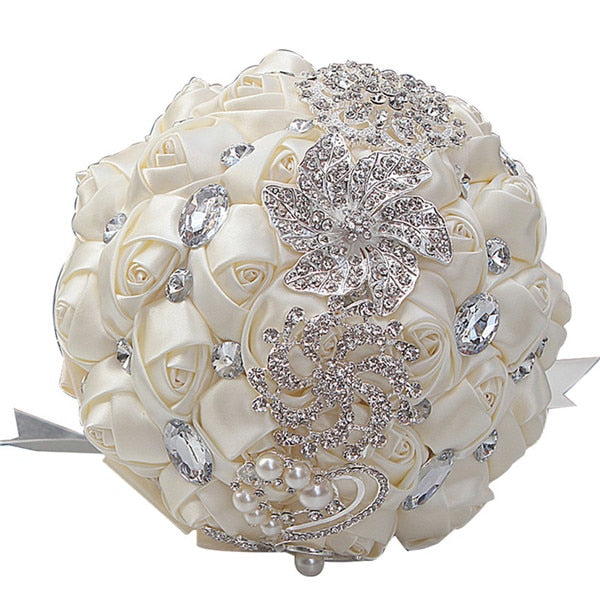 Artificial Wedding Bouquets Hand Made Flower Rhinestone Bridesmaid Crystal Bridal Wedding Bouquet - The Styky Shack