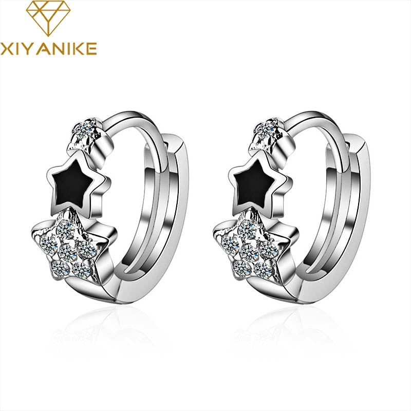 ON SALE!!! 50% OFF!!! 925 Sterling Silver Prevent Allergy Handmade Earrings for Women Trendy Elegant Star Geometric Crystal Jewelry Gifts