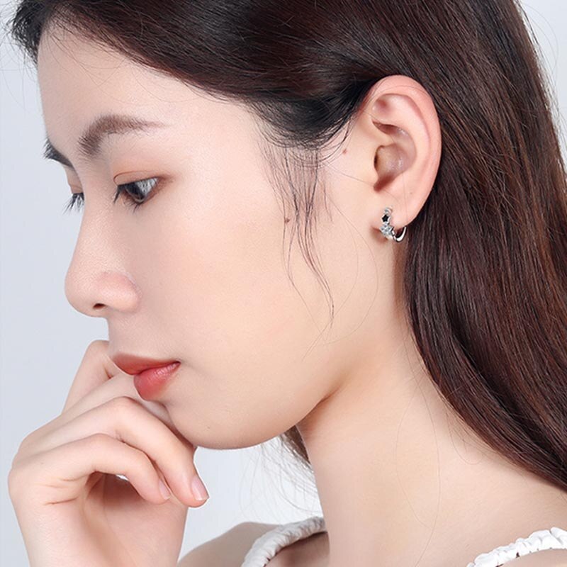 ON SALE!!! 50% OFF!!! 925 Sterling Silver Prevent Allergy Handmade Earrings for Women Trendy Elegant Star Geometric Crystal Jewelry Gifts
