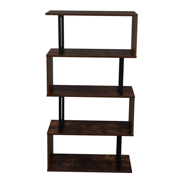 4-Tier Industrial Easy-Assembly Metal Frame Bookcase Storage Shelf for Living Room, Narrow, Bedroom, Office