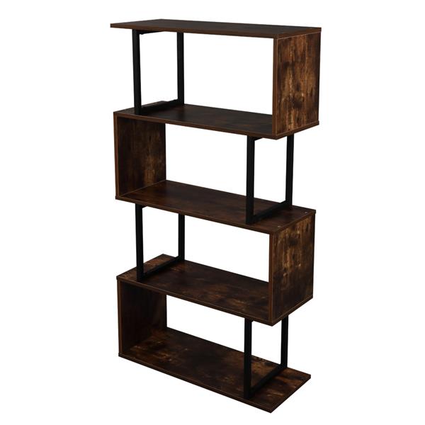 4-Tier Industrial Easy-Assembly Metal Frame Bookcase Storage Shelf for Living Room, Narrow, Bedroom, Office