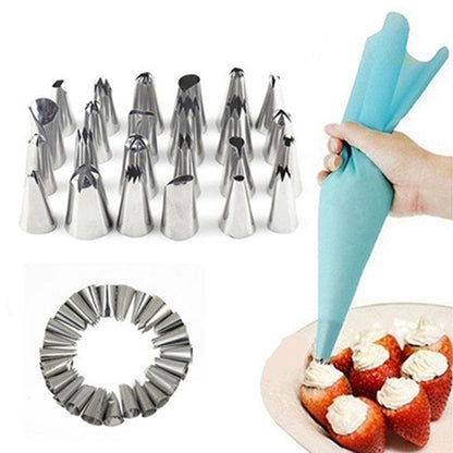 24Pcs Sugarcraft Cupcake Decorating Mould Icing Piping Flower Nozzles Pastry Tips