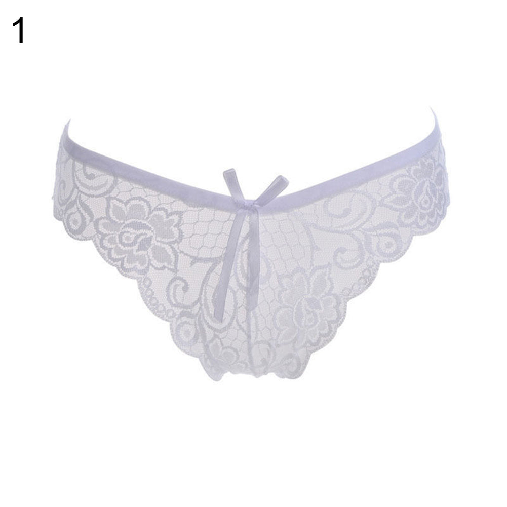 Mujeres Sexy Lace See-through V-string Briefs Bragas Tangas G-string