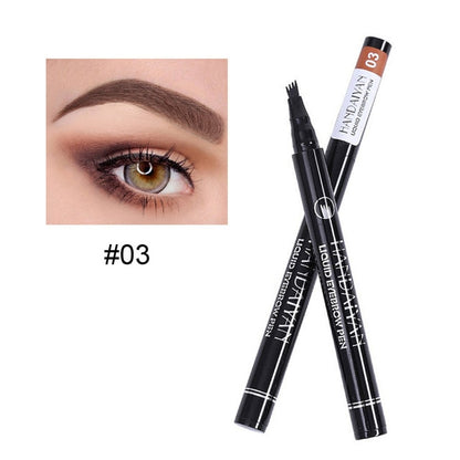 5 Colors Eyebrow Pen Waterproof 4 Fork Tip Eyebrow Tattoo Pencil Cosmetic Long Lasting Natural Dark Brown Liquid Eye Brow Pencil - The Styky Shack