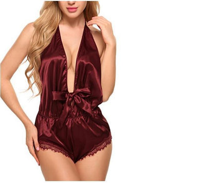 ON SALE!!! 50% OFF!!! Deep V-neck pajamas halter neckless one-piece