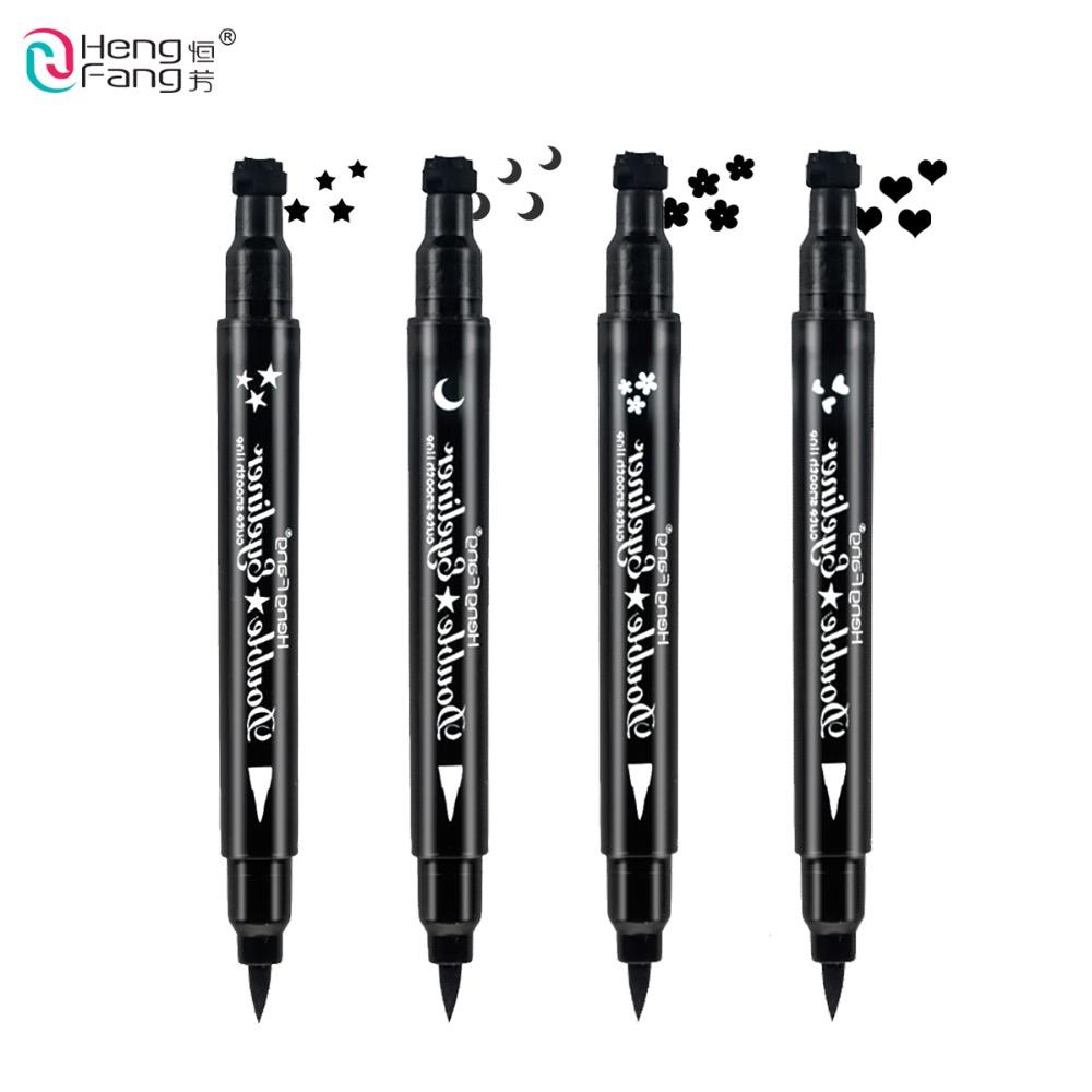 4 Styles Double-headed Eyeliner Liquid Black Eye liner Pen Star Moon Shape 2.5g Eye Makeup Brand HengFang #52244 - The Styky Shack