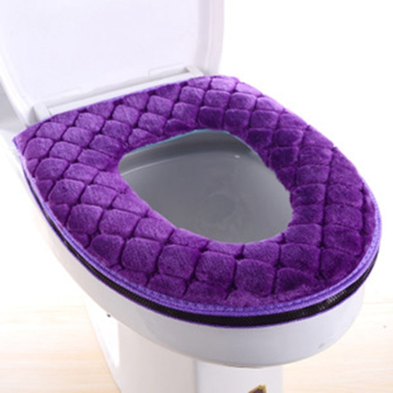 Accesorios de baño cubierta de asiento de inodoro suave y cálida felpa cubierta de inodoro de invierno almohadilla de tapa de asiento decoración del hogar