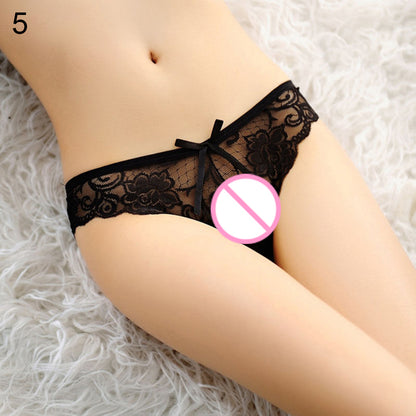 Women Sexy Lace See-through V-string Briefs Panties Thongs G-string