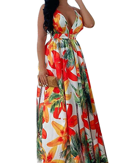 Lovely Exotic Island Print Halter Dress