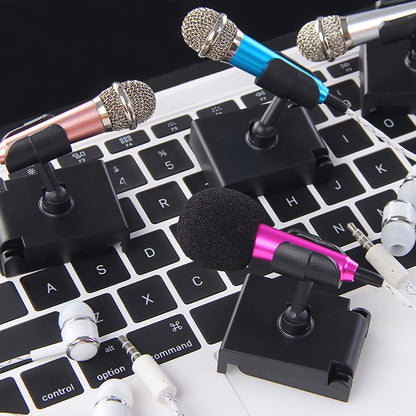 3.5mm Universal Wire Connect Karaoke Metallic Mini Microphone for Cell Phone PC