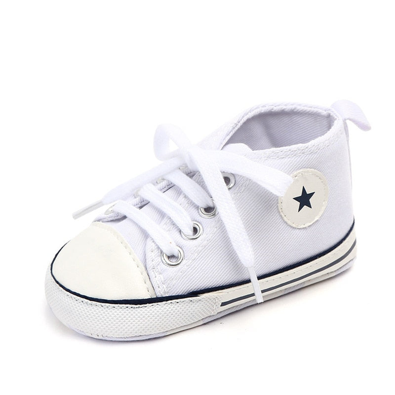 Baby Shoes Boy Girl Star Solid Sneaker Cotton Soft Anti-Slip Sole Newborn Infant First Walkers Toddler Casual Canvas Crib Shoes - The Styky Shack