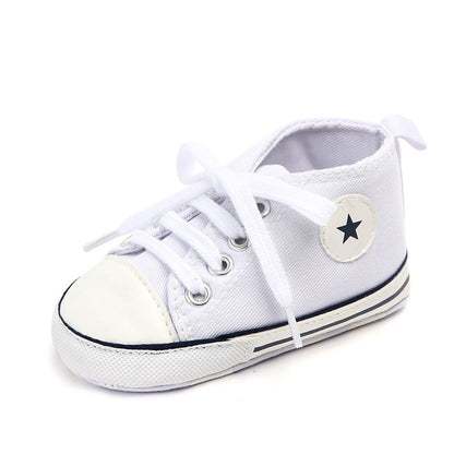 Baby Shoes Boy Girl Star Solid Sneaker Cotton Soft Anti-Slip Sole Newborn Infant First Walkers Toddler Casual Canvas Crib Shoes - The Styky Shack