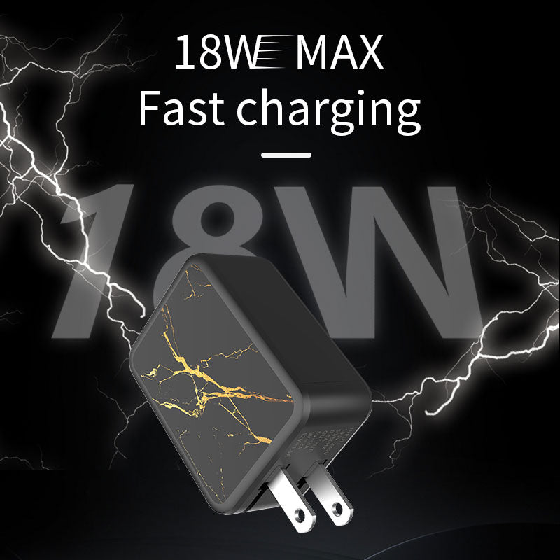 2 Prot Fast Charging PD 18W Quick Charge  3.0 USB Charger Mobile Smartphones Marbie   Fast  Charger - The Styky Shack