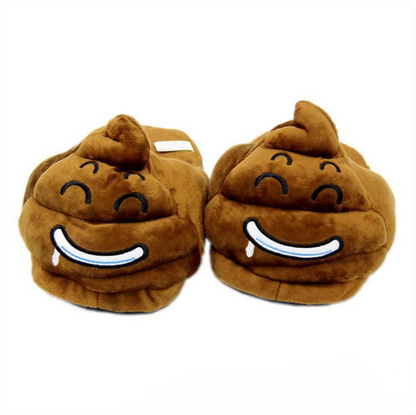 Pantuflas cálidas con emoji de caca