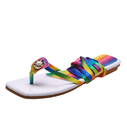 Women's Design Colorful Lace-up Flat Sandals