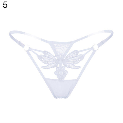 Women's Sexy Butterfly Flower Lace See Through Low Rise G-String Briefs Panties