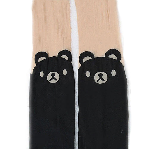 Women Fashion Cartoon Cute Bear Print Thigh-High Socks Tattoo Tights Pantyhose