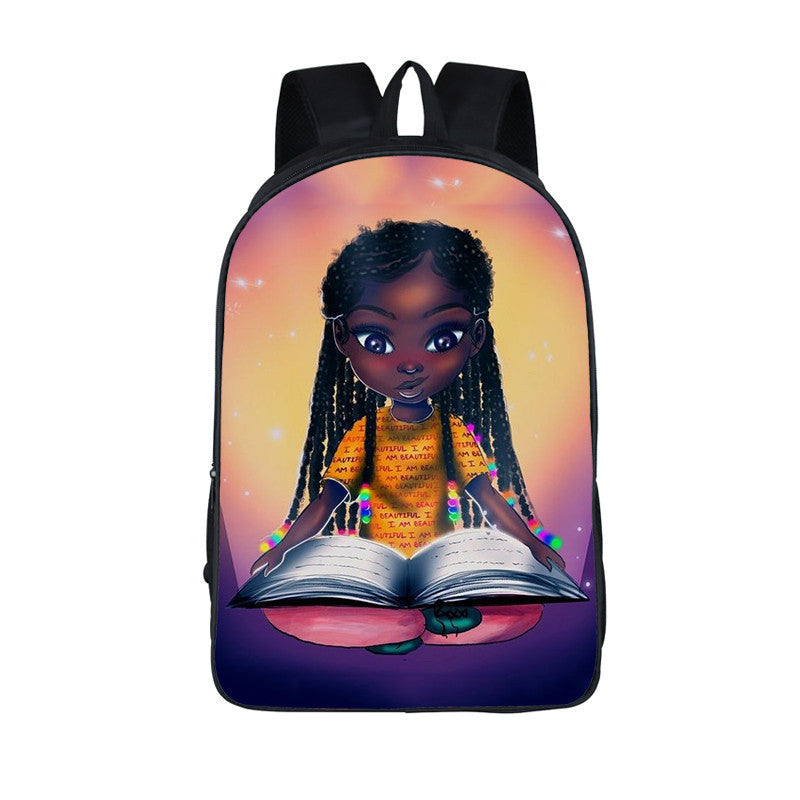 ¡¡¡EN VENTA!!! ¡¡¡50% REBAJADO!!! Mochila con estampado de dibujos animados nuevos de niña nubia en 3D