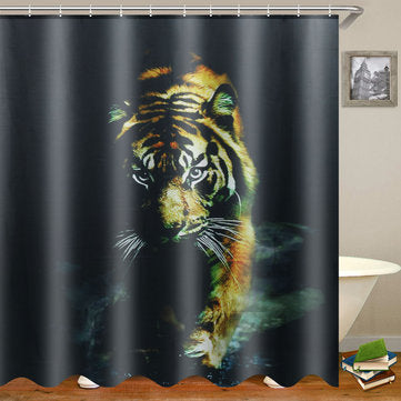 72"X 72" Wildlife Animal Nature Decor Tiger Bathroom Decor Shower Curtain with Plastic Shower Hooks - The Styky Shack