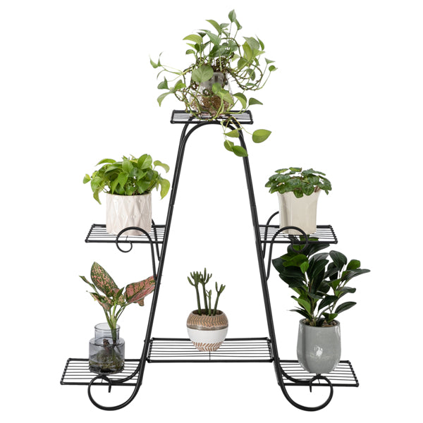 Artisasset One Pack Black Paint 31 Inch High Arch 4 Layers 6 Vertical Stripes Potted Plant Frame