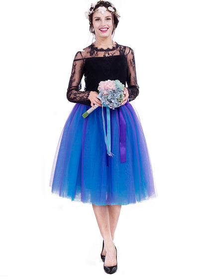 Purple Veil Chic Two-Tone Formal Skirt