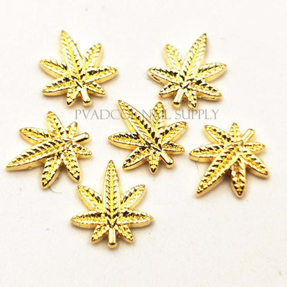 50pcs Weed Nail Charms Pot Gold Weed Leaf Nail Decor Acrylic Nails Manicure Decoration