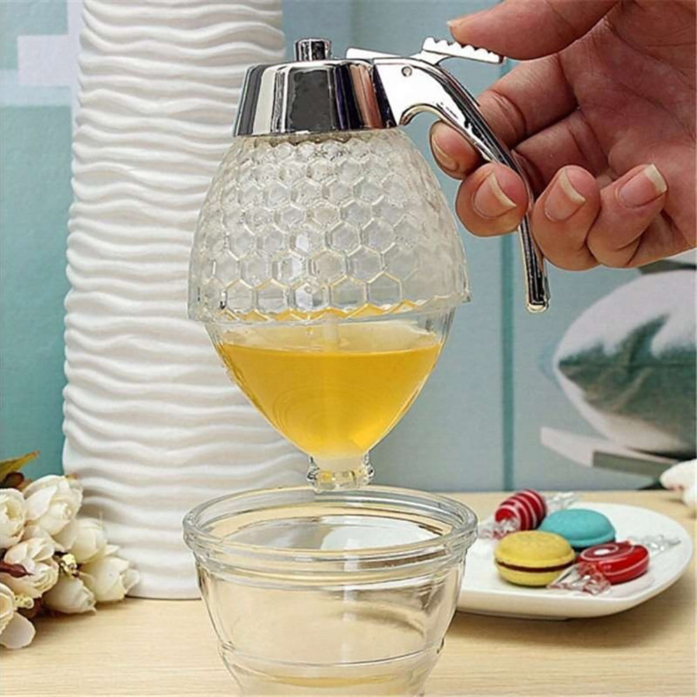 200ML Transparent Honey Drip Dispenser / Kitchen Juice Syrup Container Jar Pot