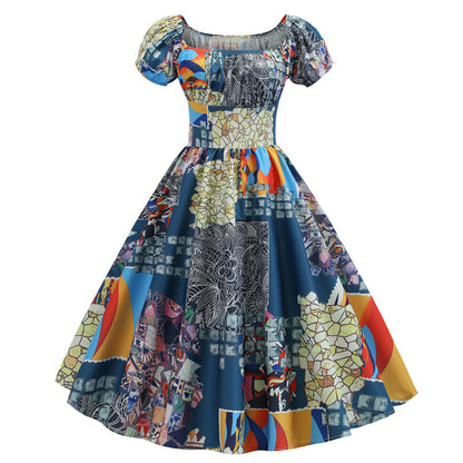 Summer retro print dress