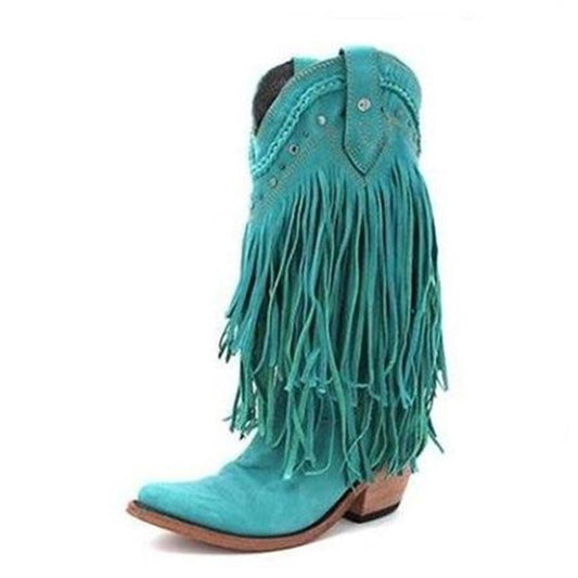 Women's Fringed Mid Cowboy Boots