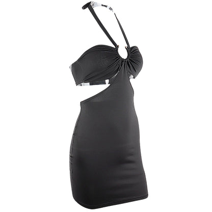 Wrapped Sleeveless Drawstrings Neck-Hanging Cutout Sexy Dress