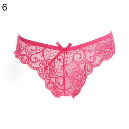 Women Sexy Lace See-through V-string Briefs Panties Thongs G-string