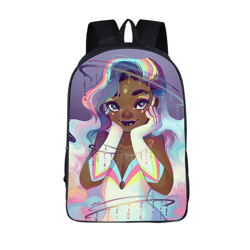 ¡¡¡EN VENTA!!! ¡¡¡50% REBAJADO!!! Mochila con estampado de dibujos animados nuevos de niña nubia en 3D