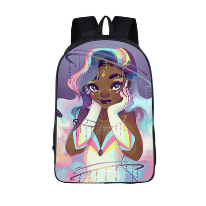 ¡¡¡EN VENTA!!! ¡¡¡50% REBAJADO!!! Mochila con estampado de dibujos animados nuevos de niña nubia en 3D