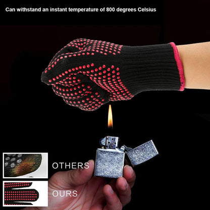 Guantes para parrilla de barbacoa resistentes al calor, 3 capas de aislamiento de silicona, antideslizantes, guantes para horno, cocina, accesorios para hornear