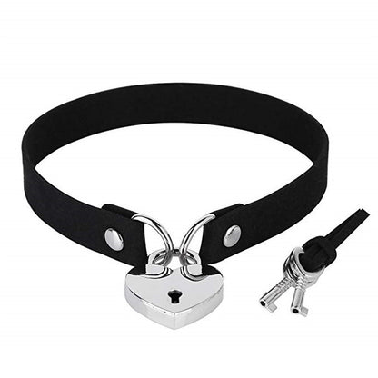 Sexy erotic bondage peach heart love lock collar