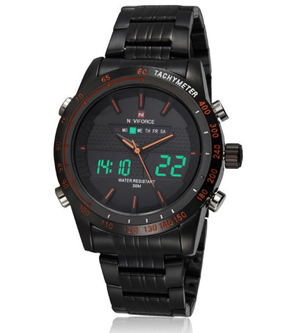 Waterproof Electronic Sports, Steel Band Men's Watch