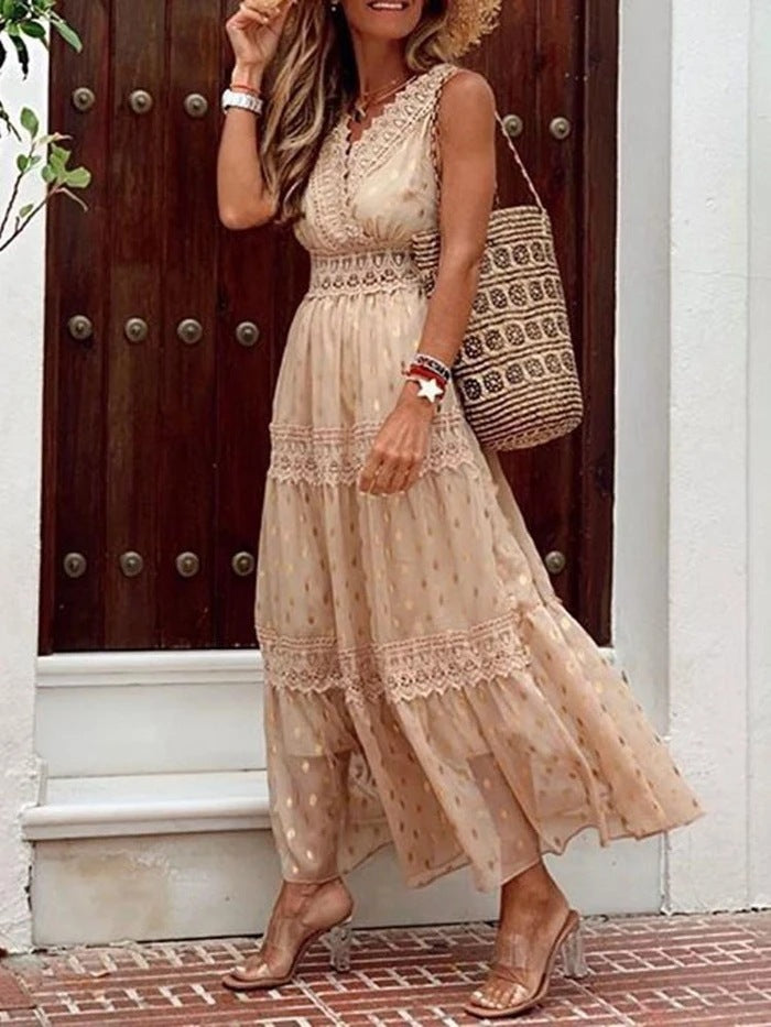 Sexy Deep V Sleeveless Chiffon Summer Dress