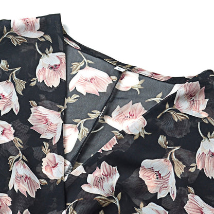 Vestido de manga corta holgado con estampado de flores sexy para mujer con cuello en V informal