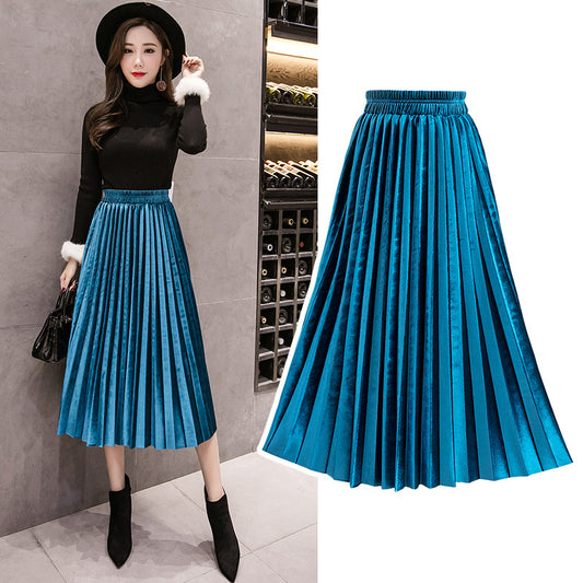 Pleated Mid-length A-line Skirt