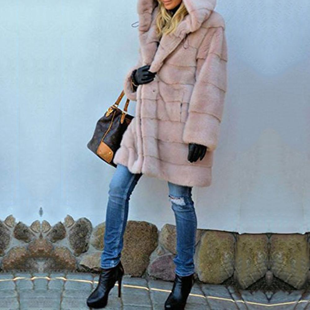 Winter Coat Women Large Fur Collar Hooded Long Winter Coat