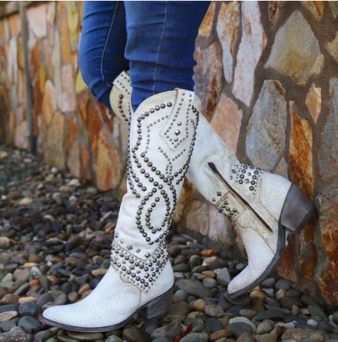 Almost Knee High Embroidered Cowgirl Boots