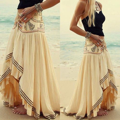 Vestido de falda de fiesta de noche Irregular de playa estilo bohemio Hippy de moda para mujer
