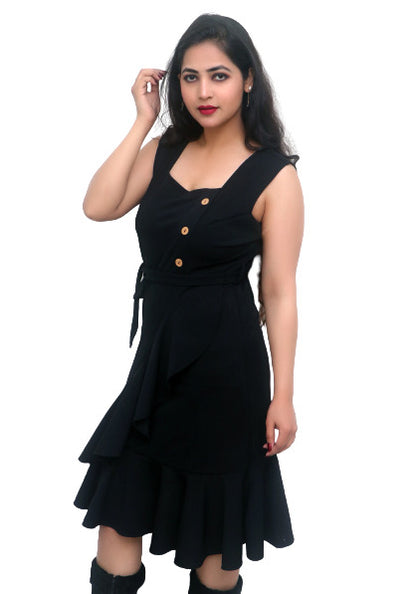 Women Stylish Solid Fit and Flare Dress