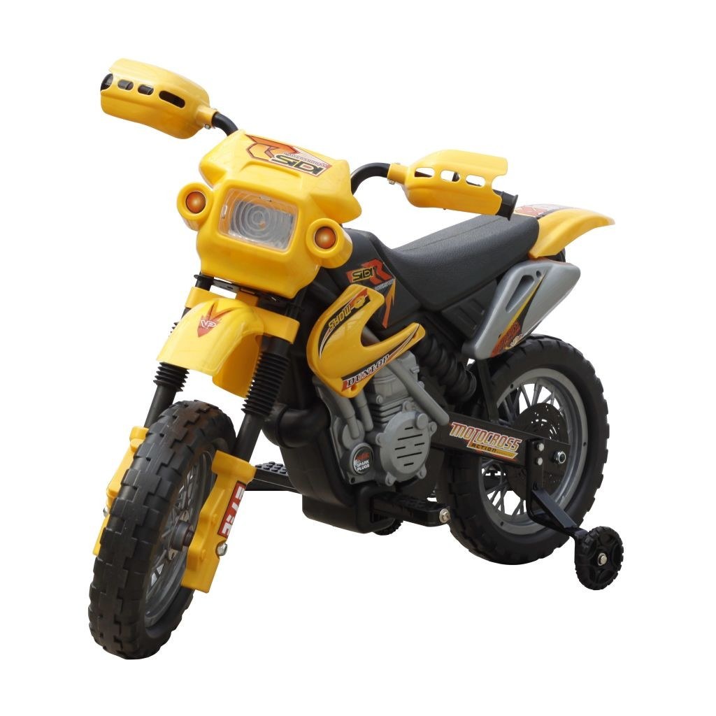 Moto eléctrica amarilla para niños.