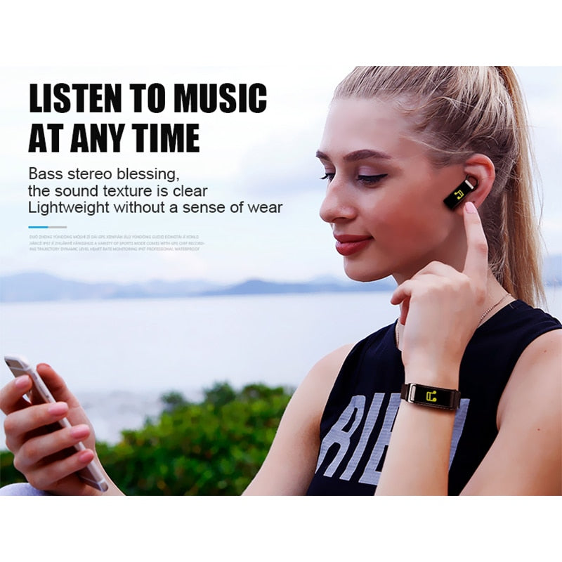 Y3 PLUS Auricular Bluetooth Pulsera inteligente Reloj 2 en 1 con auriculares Pulsera Monitoreo de salud Auricular deportivo y micrófono