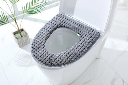 Accesorios de baño cubierta de asiento de inodoro suave y cálida felpa cubierta de inodoro de invierno almohadilla de tapa de asiento decoración del hogar