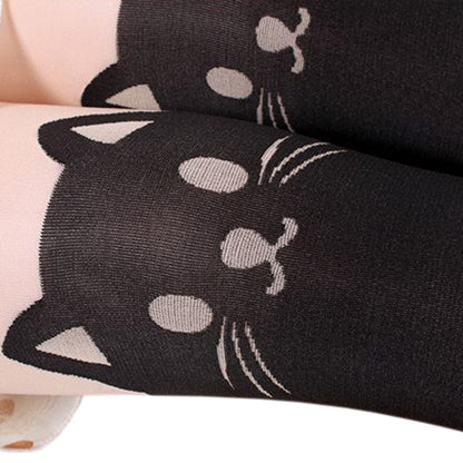 Women Sexy Cat Tail Knee High Hosiery Pantyhose Tattoo Leggings Tights