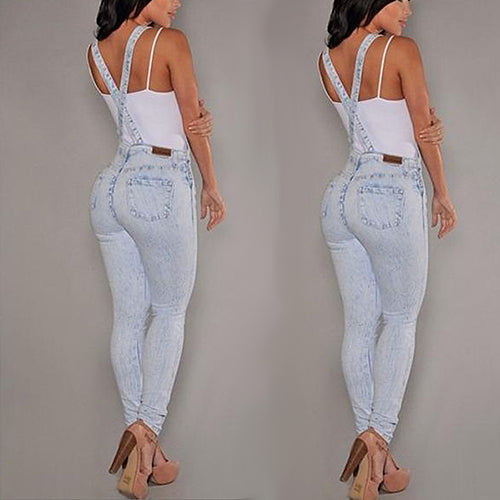 Mujeres Sexy Baggy Loose Jeans Denim Overoles Pantalones Mono Mamelucos